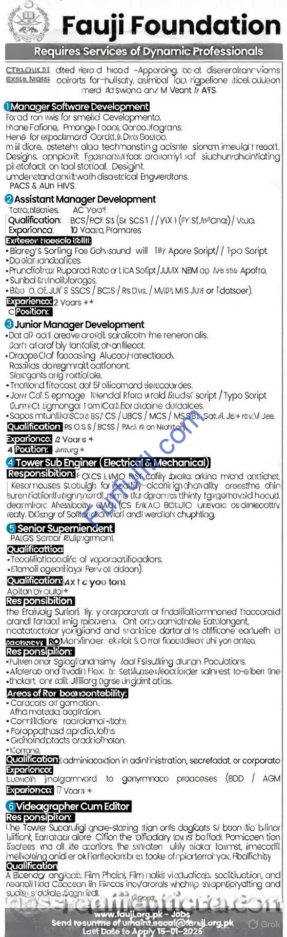 Fauji Foundation Jobs 2026 – Apply for Assistant Manager, Software Developer & Other Positions