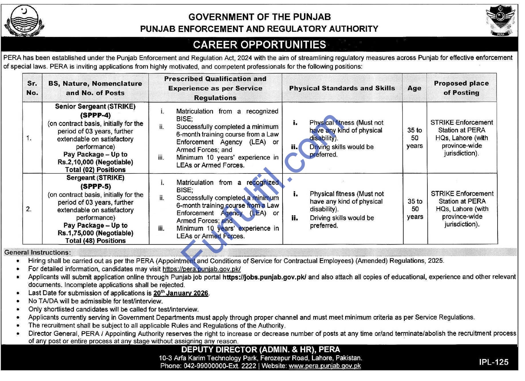 PERA Jobs 2026 Apply Online | Punjab Enforcement & Regulatory Authority Government Jobs